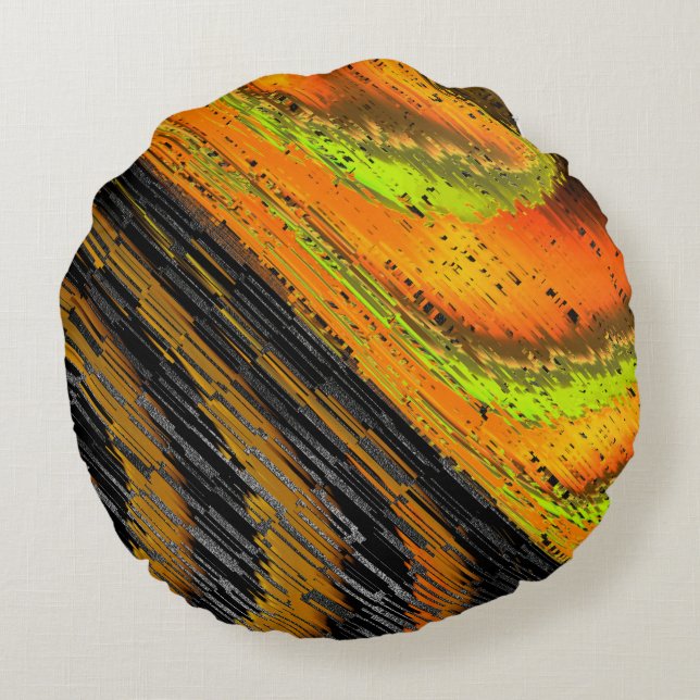 Pequeno mosaico amarelado transversal e deformado round pillow (Back)