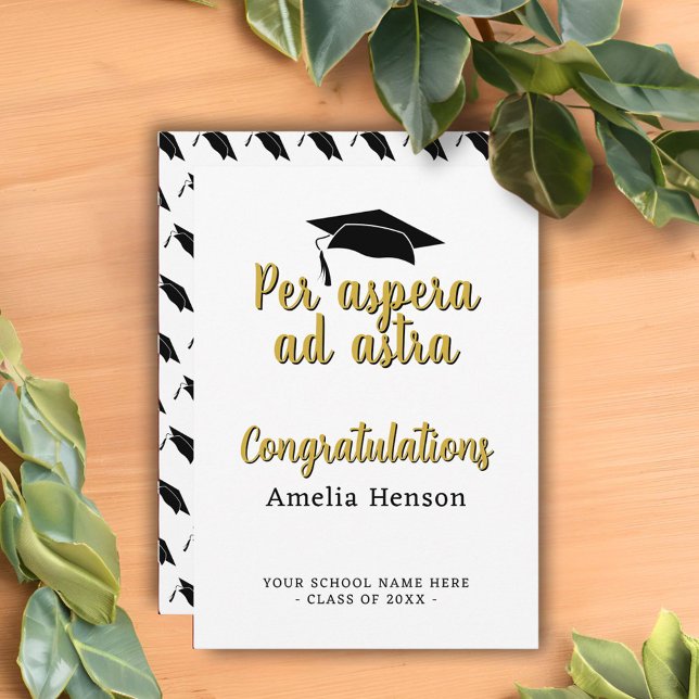 Per aspera ad astra Latin Congrat Graduation Cap Card (Creator Uploaded)