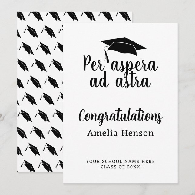 Per aspera ad astra Latin Congrat Graduation Cap Card (Front/Back)