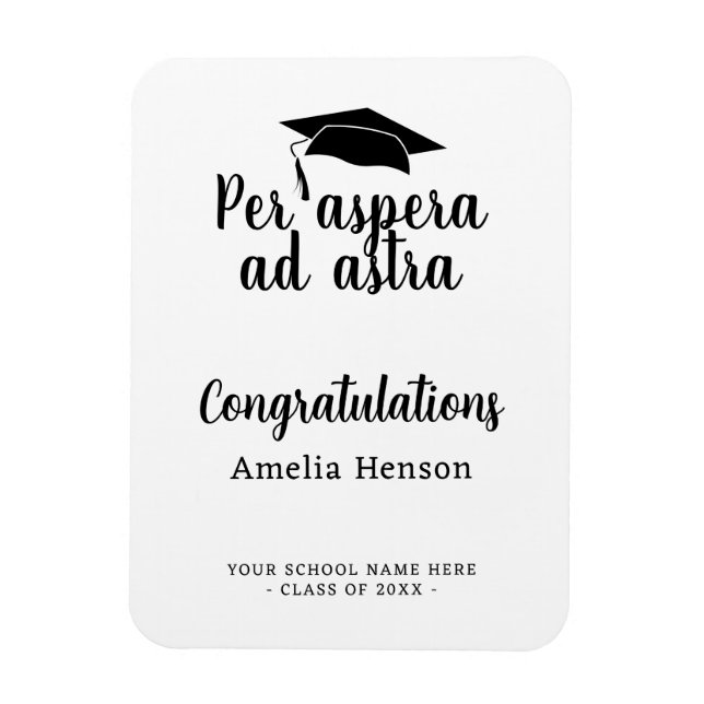 Per aspera ad astra Latin Congrat Graduation Cap Magnet (Vertical)