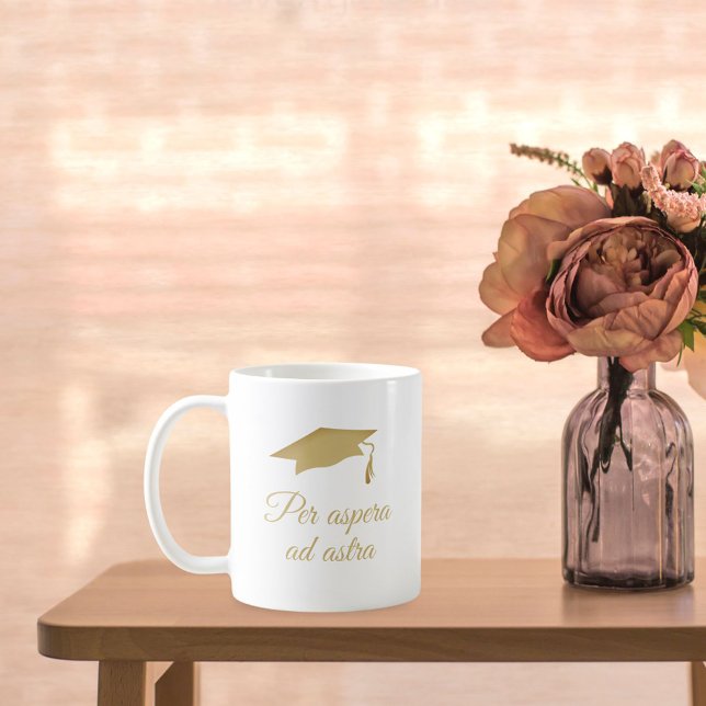 Per aspera ad astra Latin Quote Golden Script  Coffee Mug (Creator Uploaded)