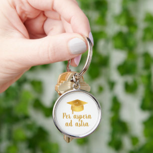 Per aspera ad astra Latin Quote Hat Graduation  Keychain