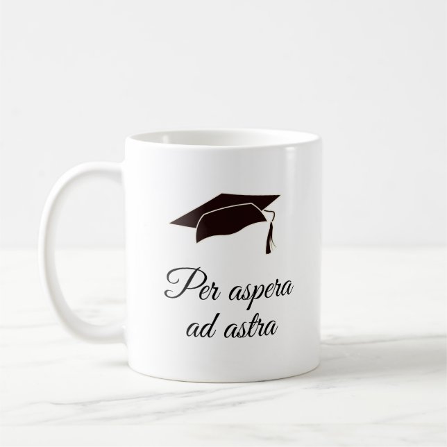 Per aspera ad astra Latin Quote Script  Coffee Mug (Left)