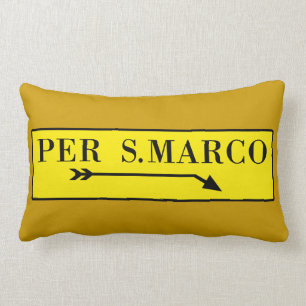 Per San Marco, Venice, Italian Street Sign Lumbar Pillow