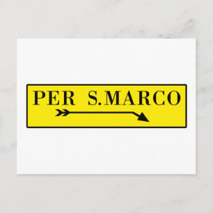 Per San Marco, Venice, Italian Street Sign Postcard
