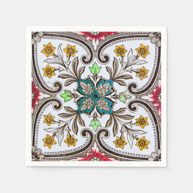 Peranakan Floral Tiles Napkin (Front)