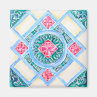 Peranakan Geometric Tile Teal Magnet