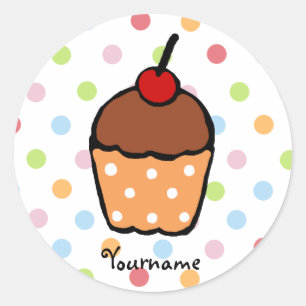 Peraonalized Sweet Chocolate Cupcake Classic Round Sticker