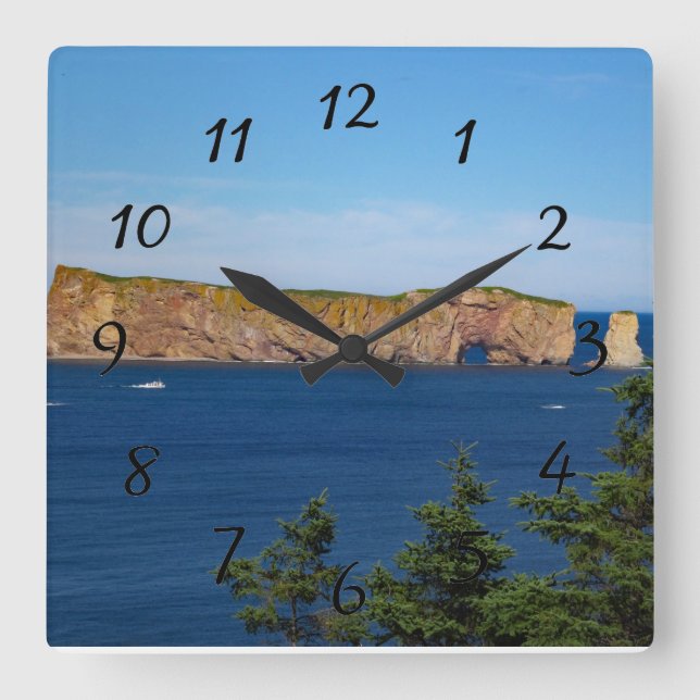 Percé Rock in the Gulf of the St. Lawrence Square Wall Clock (Front)