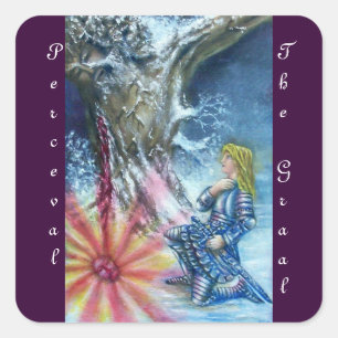 PERCEVAL AND VISION OF THE HOLY GRAIL SQUARE STICKER