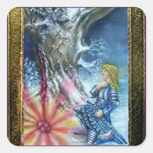 PERCEVAL AND VISION OF THE HOLY GRAIL SQUARE STICKER