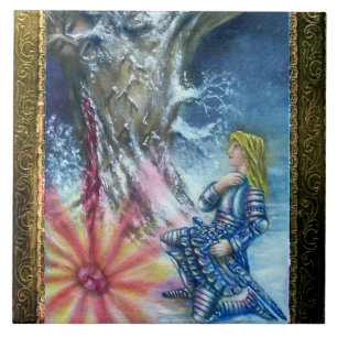 PERCEVAL AND VISION OF THE HOLY GRAIL TILE