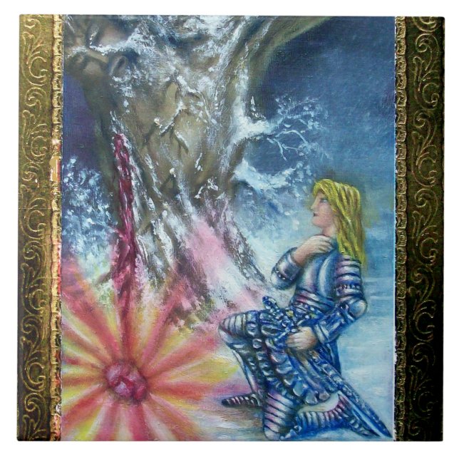 PERCEVAL AND VISION OF THE HOLY GRAIL TILE (Front)