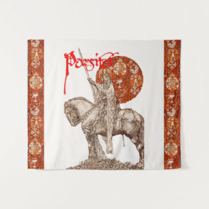 PERCEVAL LEGEND,QUEST HOLY GRAILRed White Fantasy Tapestry