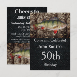 Perch Fishing Anniversaire Party Hommes Invitation