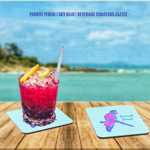 Perche de perroquet (bleu ciel) dessous de verre e