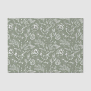 Perched Cardinal, Pinecones and Winter Berry Sage Tissue Paper