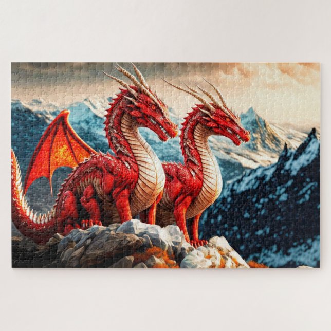 Perched Dragons Illustration Jigsaw Puzzle (Horizontal)