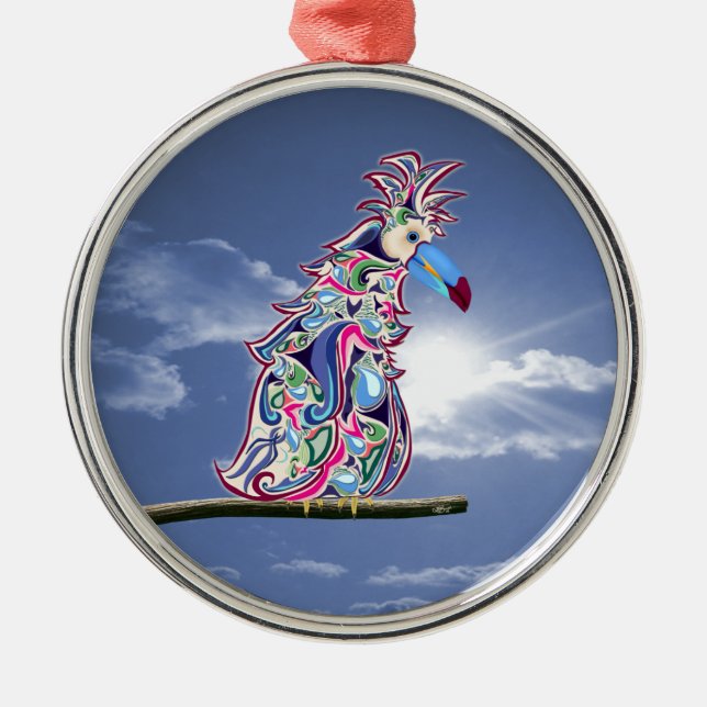 Perched Metal Ornament (Front)