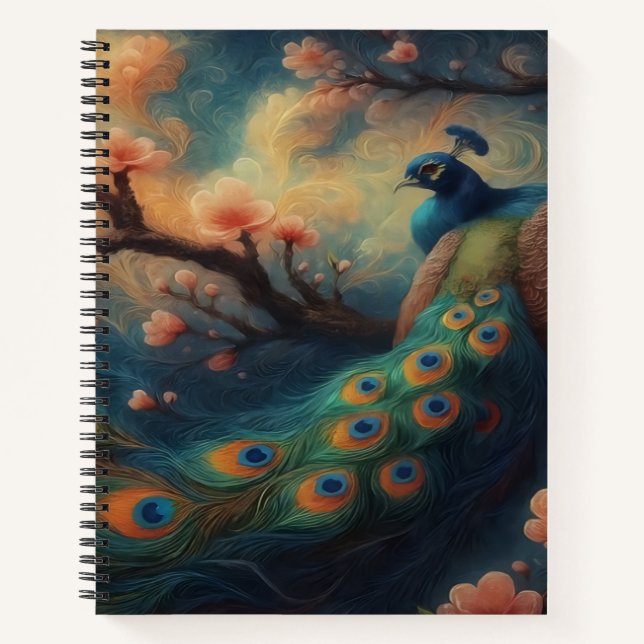 Perched Peacock  Notebook (Front)