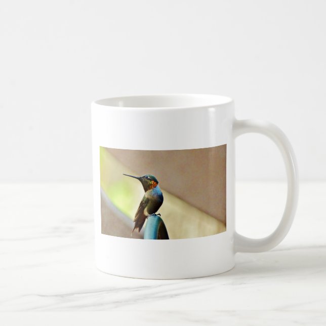 Perched Ruby and Green  little Hummingbird Coffee Mug (Right)