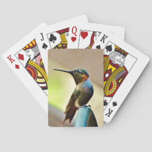 Perched Ruby and Green little Hummingbird Playing Cards
