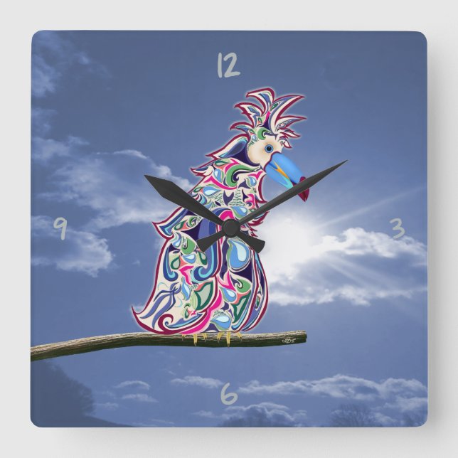 Perched Square Wall Clock (Front)