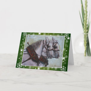 Percheron Draft Horse Carte de Noël, vert