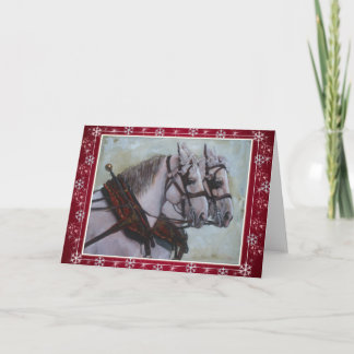 Percheron Draught Horse Christmas Card red