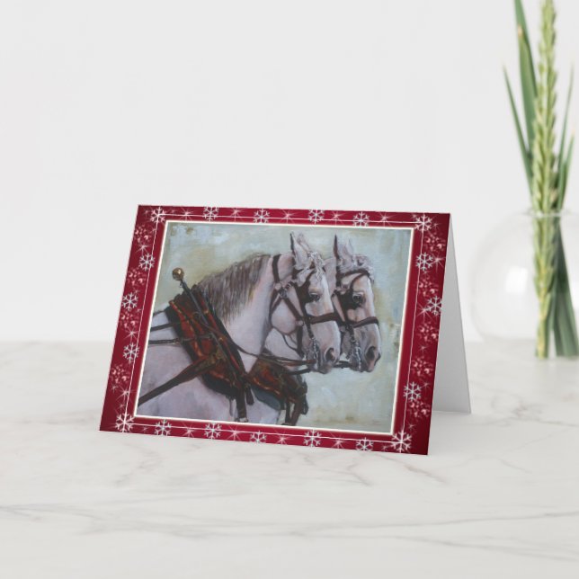 Percheron Ébauche Cheval Carte de Noël rouge (Devant)