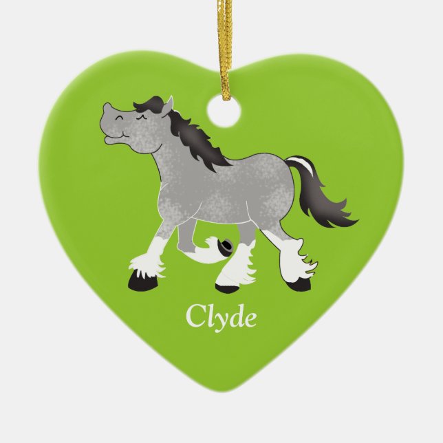 Percheron gris Ébauche Cheval Ornement personnalis (Devant)