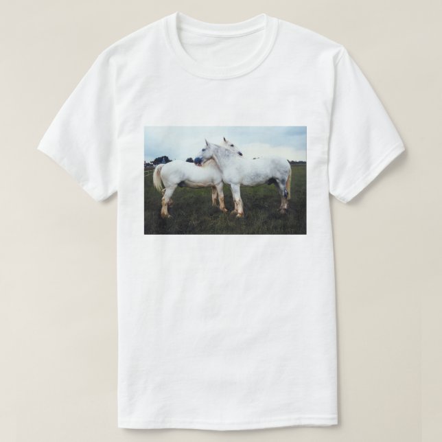 Percherons Grooming Each Other T-Shirt (Design Front)