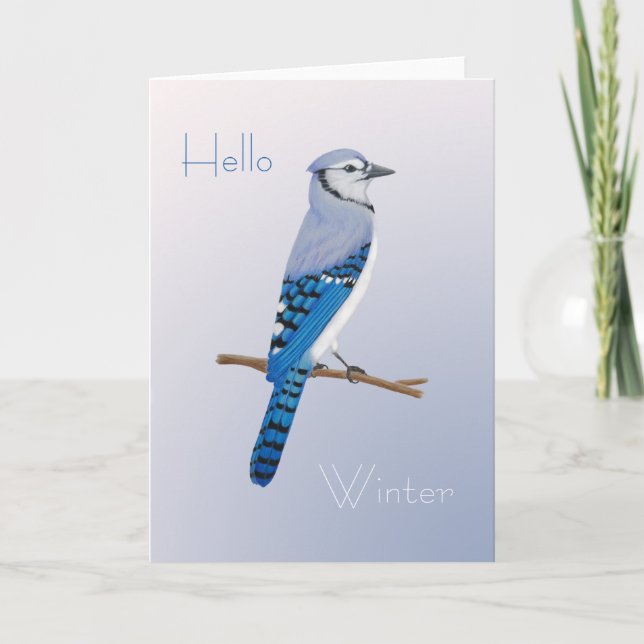 Perching Blue Jay plié Carte de remerciements (Devant)