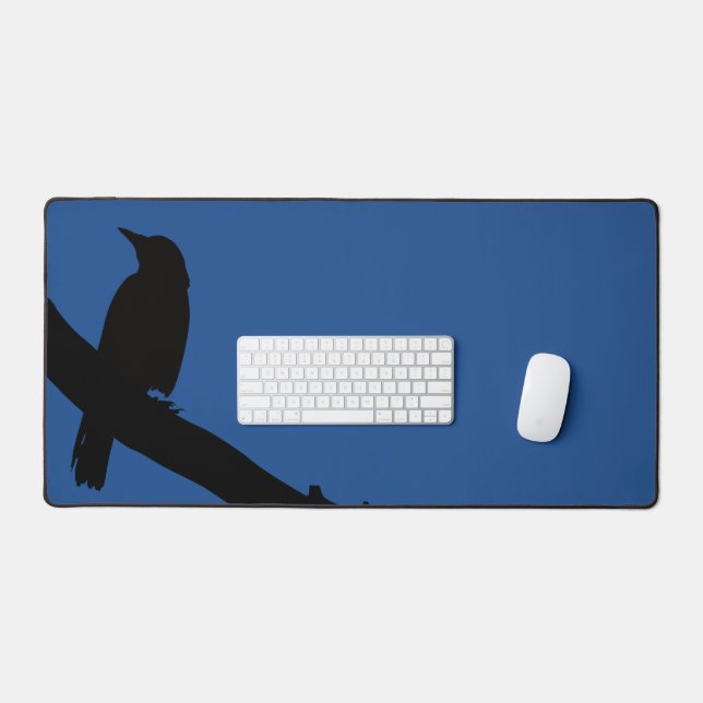 Perching Crow, blue Desk Mat (Keyboard & Mouse)