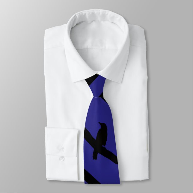 Perching Crow, dark blue Tie (Tied)