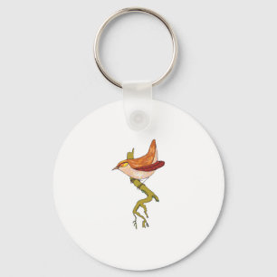 perching wren bird keychain