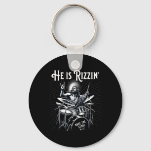 Percussion Drum Funny Rizz He Is Rizzin Jesus Drum Keychain