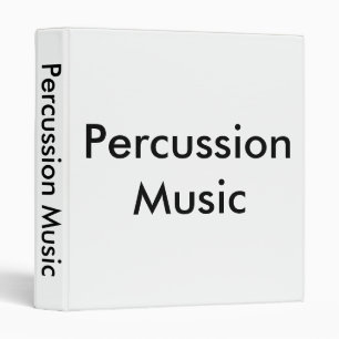 Percussion Music in Black Typography on White Binder