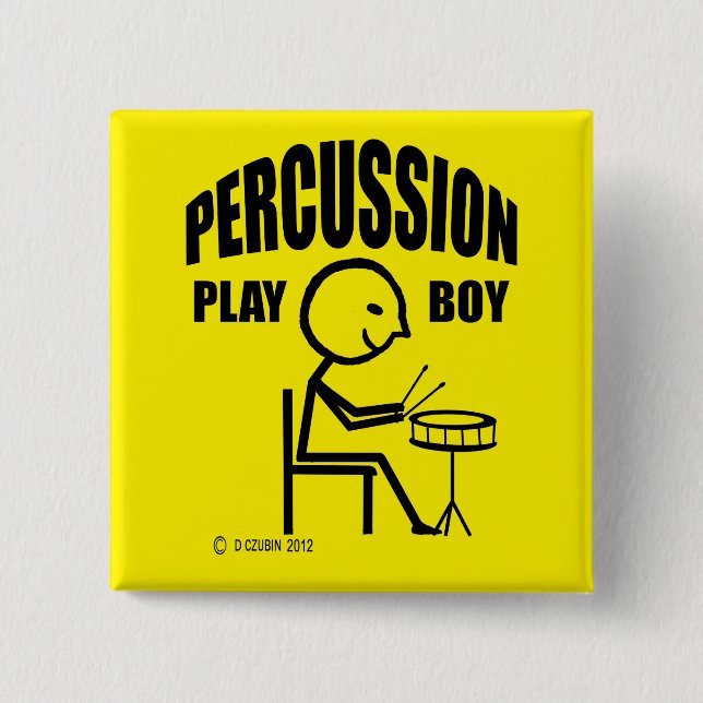 Percussion Play Boy 2 Inch Square Button (Front)