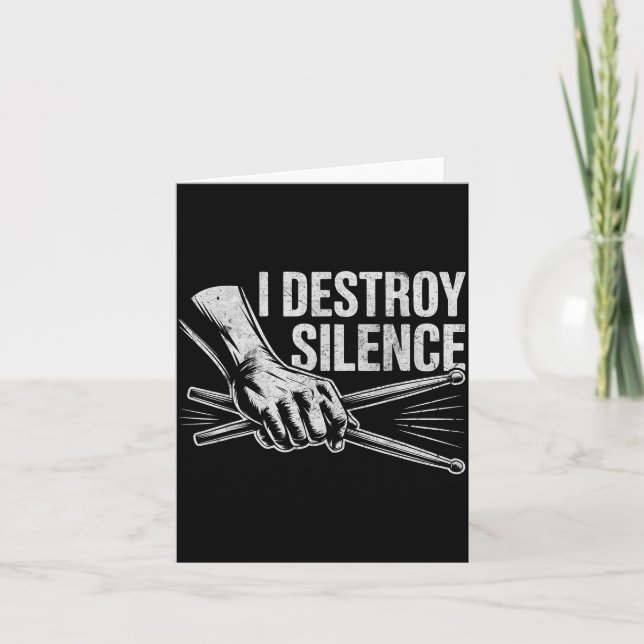 Percussionist Drummer I Destroy Silence Drumming L Card (Front)