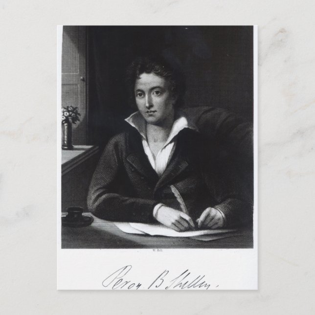 Percy Bysshe Shelley, engraved by William Holl Postcard (Front)
