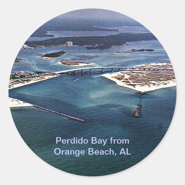 Perdido Bay from Orange Beach, AL Classic Round Sticker (Front)