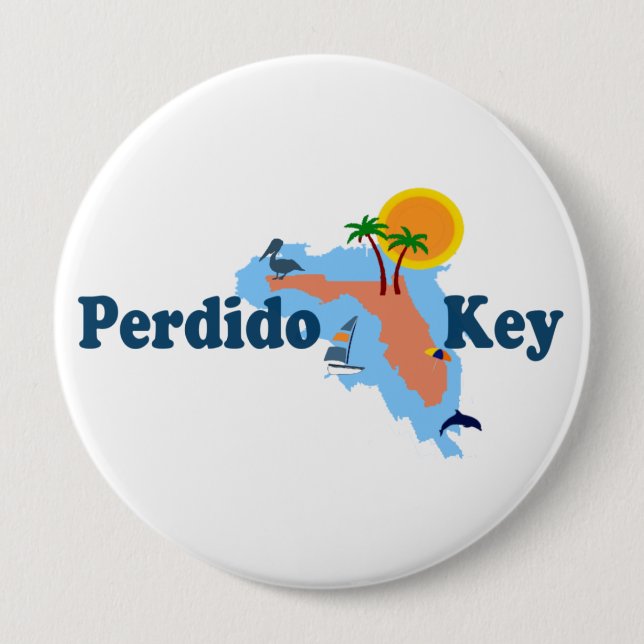 Perdido Key. 4 Inch Round Button (Front)