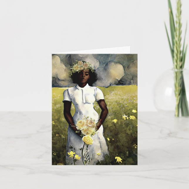 Perdre Africaine Américaine Femme Blank Cartes pou (Devant)