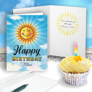Père Anniversaire Jaune Carte Soleil Souriant