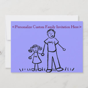 Père Fille Famille Art Personnalisé Invitation