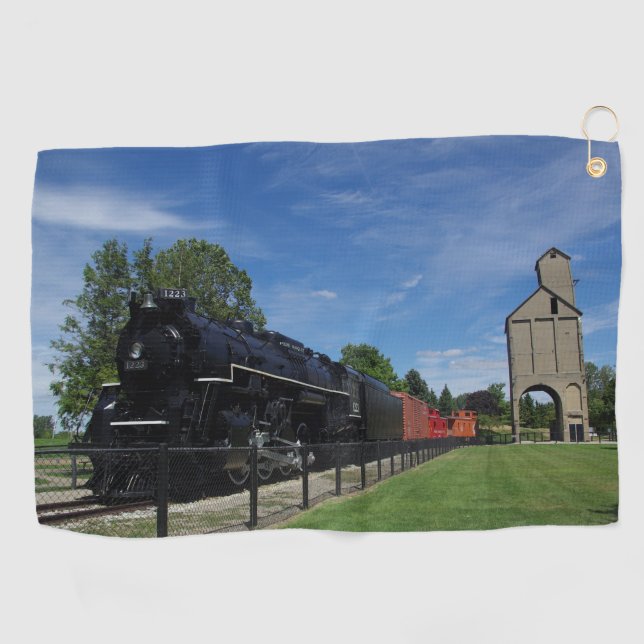 Pere Marquette 1223 train golf towel (Horizontal)