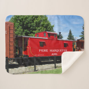 Pere Marquette caboose sherpa blanket