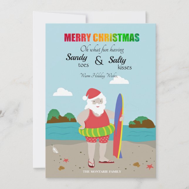 Père Noël à la carte de vacances de la plage (Devant)