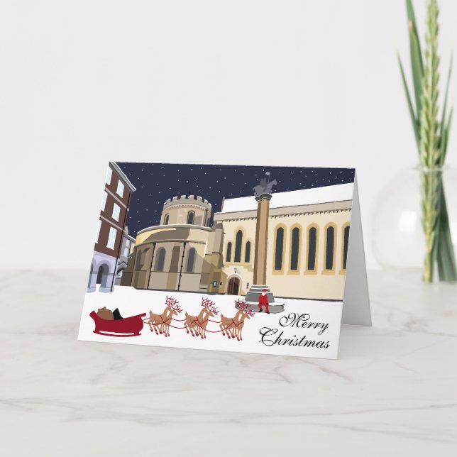 Père Noël À Londres Carte Noël (Devant)